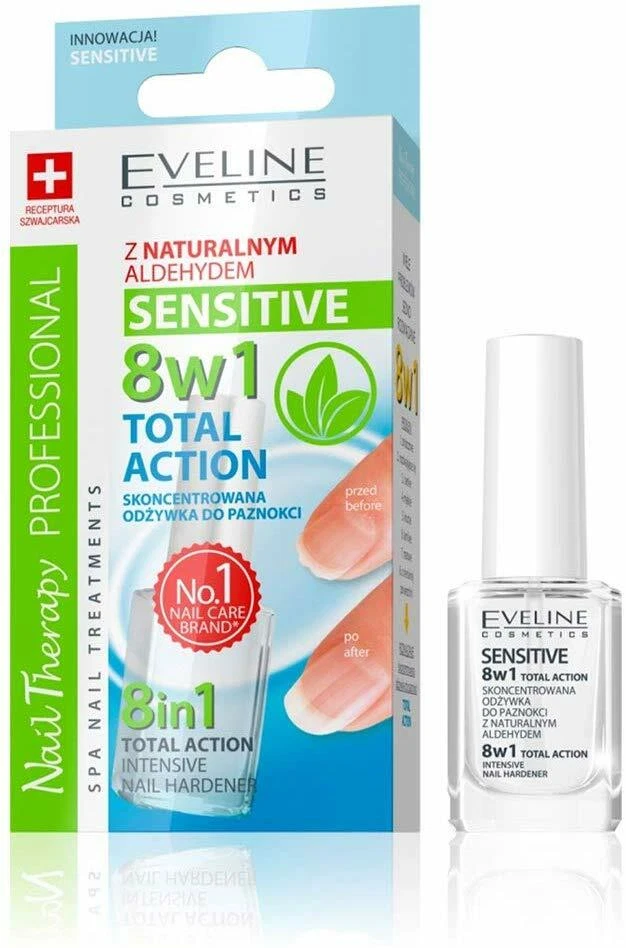 EVELINE COSMETICS Eveline NAIL THERAPY 8in1 Total Action Sensitive Intensive Nail Hardener 12ml