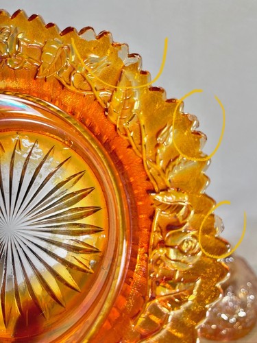 Stunning Antique Imperial Glass Open Rose In Marigold Butter Dome Dish - Picture 14 of 17