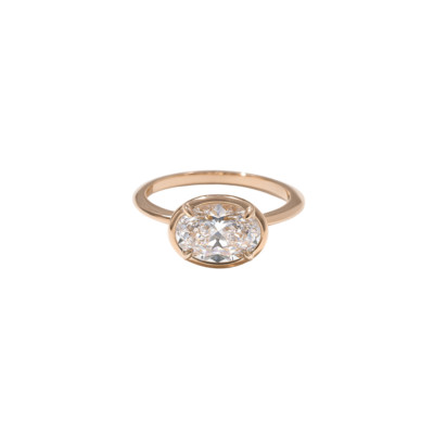 Verlobungsring IGI 1,80 kt im Labor gezüchteter ovaler Diamant 14 kt Rotgold 5 6