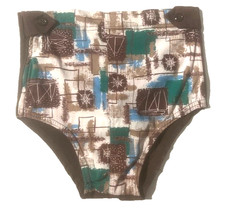 Rare Vintage 50s SPORTSWEAR Mens Retro Print Swimsuit Brief Trunks sz 28