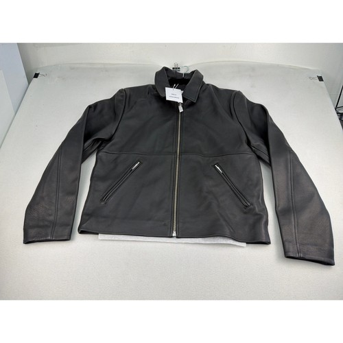 Won Hundred Dutton Black Leather Jacket Mens 50 4452-16051 Biker Moto Scandi