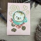 ACEO Original By AmberInWatercolor Cute Whimsical Bear Coffee Tea Cookie — photo 1