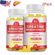 2x Creatine Monohydrate Gummies Pineapple FlavorEnergy Boost Improve Muscle Muss