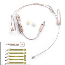Beige Double Earhook Headset Mic Headworn Microphone 3.5mm 3 Pin 4 Pin XLR