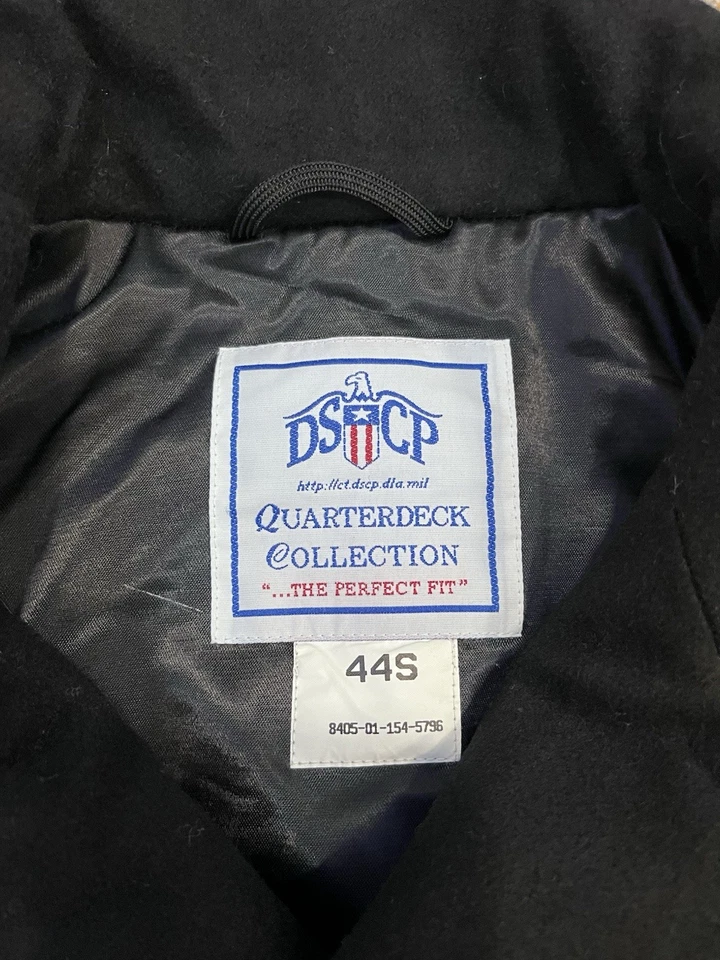 US Navy DSCP Quarterdeck Collection Wool Pea Coat Overcoat 44S Black - Image 2 of 4