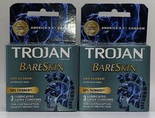 2 Boxes Trojan Bareskin 50 Thinner Condoms 3ct EACH 6 TOTAL EXP 1/28