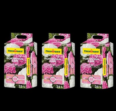 3x Floragard Hortensienerde ROSA WEISS 25L Hydrangea Blumen torfreduziert Dünger