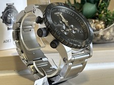 nixon 51-30 gunmetal dial a083-1762 silver s/steel men's chronograph watch