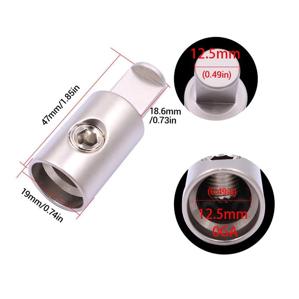 4X Car Audio AMP 1/0 Gauge Power Ground Wire Pin AWG Terminal Input Wire Reducer - Image 2 of 4