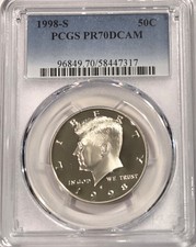 1998 S Kennedy Half Dollar Proof PR70 DCAM PCGS Ultra Cam 
