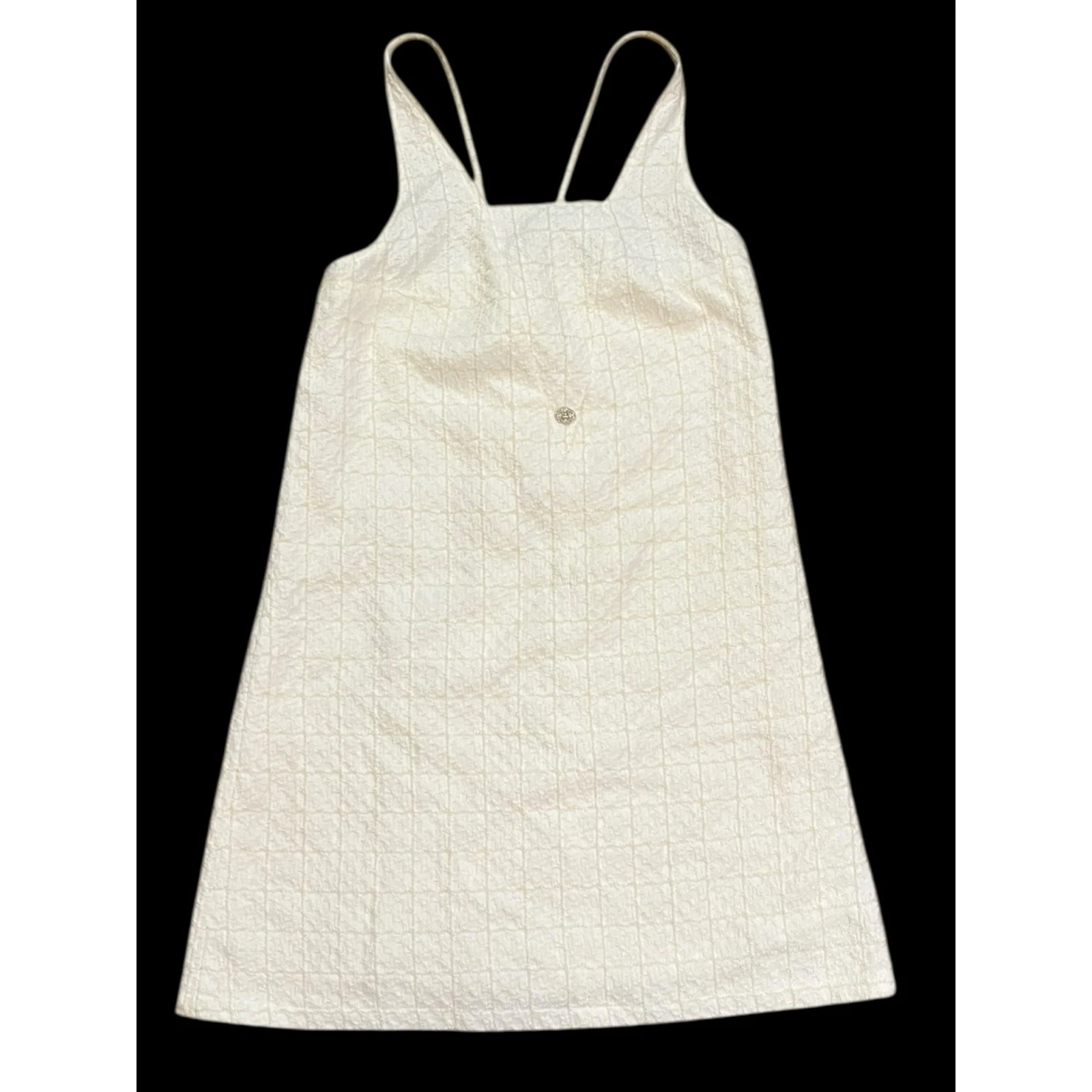 Abito Chanel Runway Cruise Mini con spalline bianco tweed cotone argento CC 36 US 4