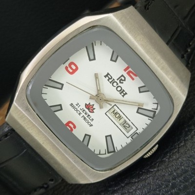 VINTAGE RICOH R31 AUTOMATIK JAPAN HERREN WEISSES ZIFFERBLATT UHR a707913-2