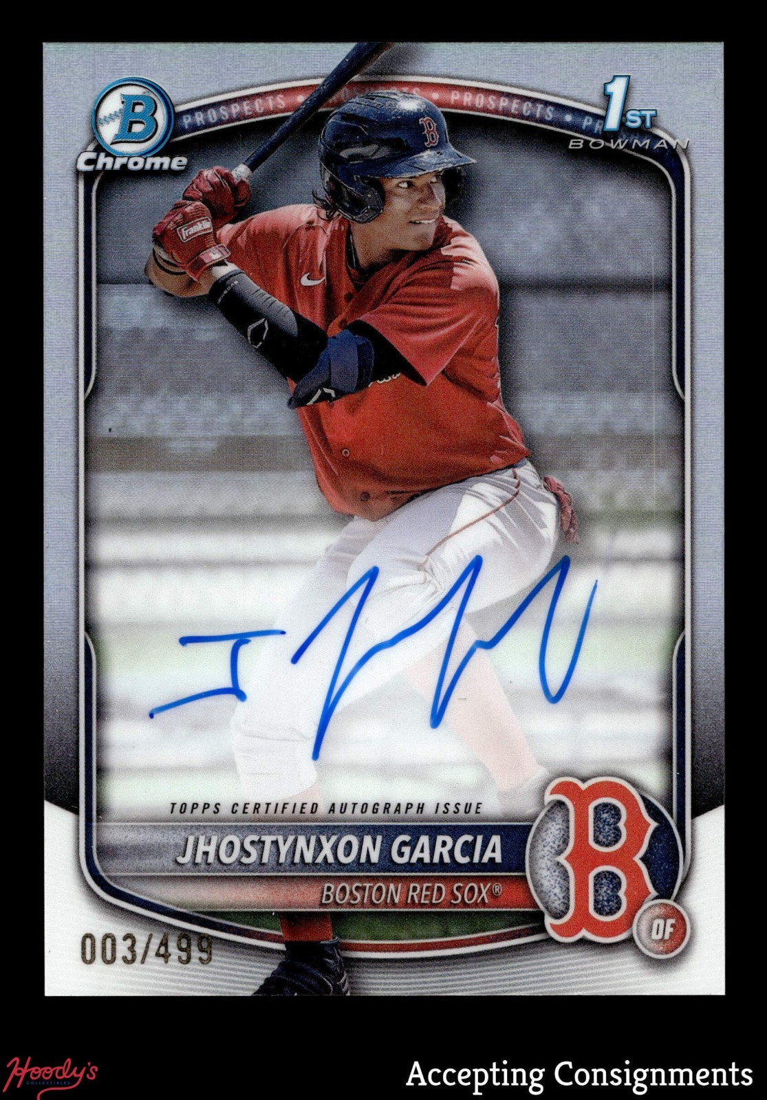 2025 Bowman Chrome Prospect Refractor Jhostynxon Garcia 1ST ROOKIE AUTO 003/499