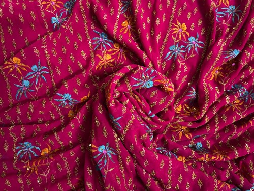 Pink Fabric Saree Dress Women Wrap Embroidered Sari Vintage Sari Material India