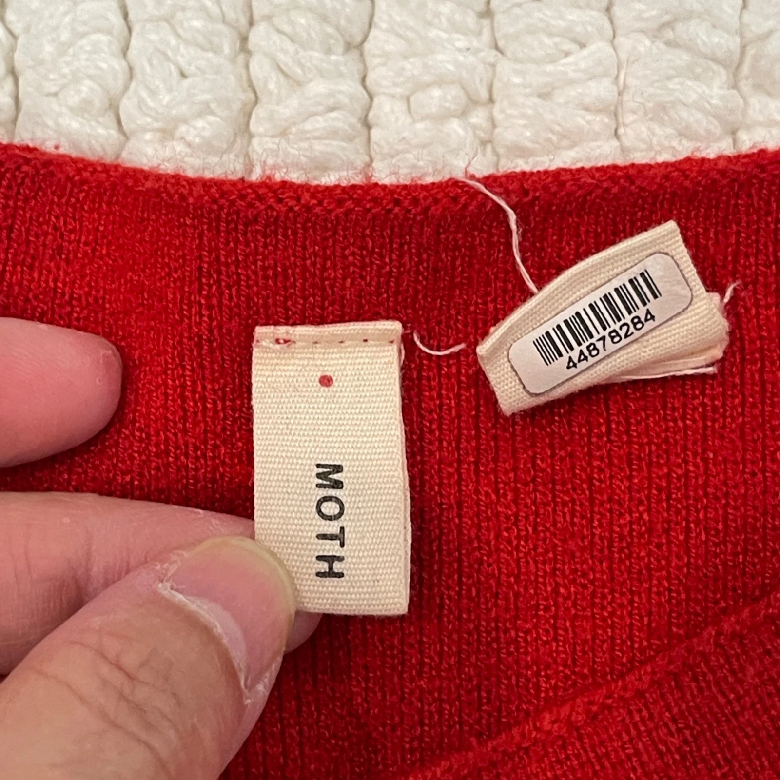 Anthropologie Maglione Falena Vestito Maglia Taglia XL Rosso Manica a Campana Pullover San Valentino