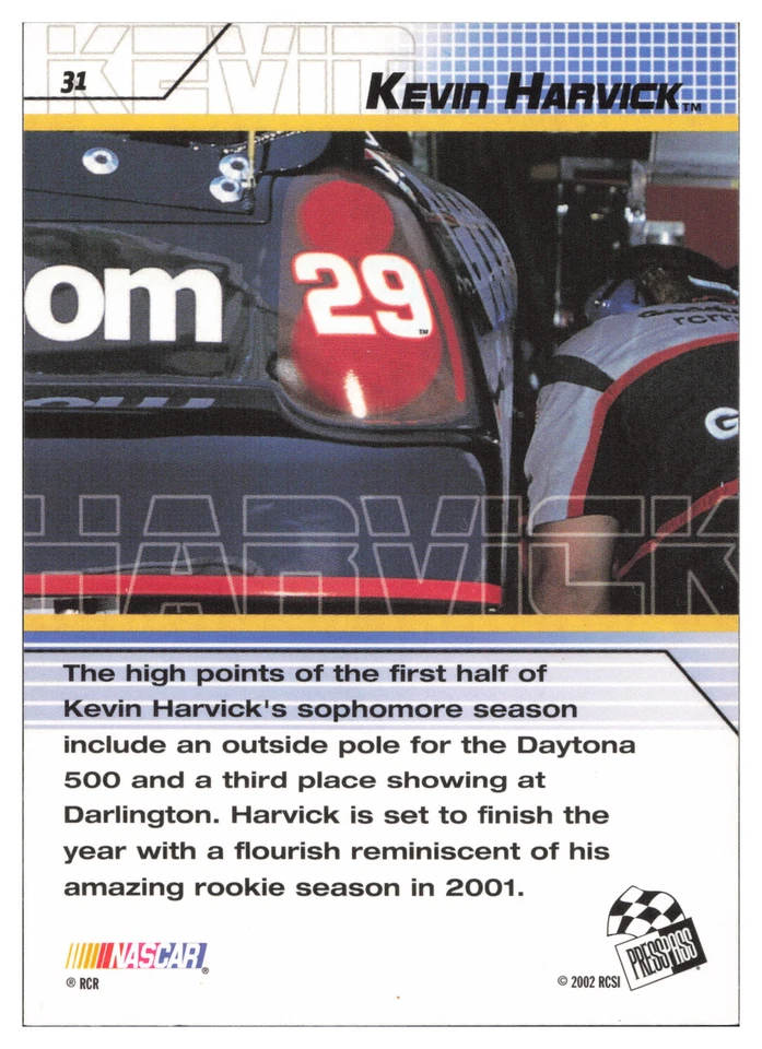 2002 Press Pass Stealth #31 Kevin Harvick - Image 2 of 2