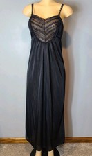 Vtg Satin Slip Dress Women Sz Medium Lace Basque Waist Maxi Victorian Whimsigoth