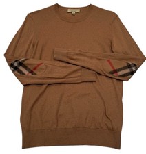 Burberry London England Sweater Cotton Cashmere Elbow Patch Nova Check Mens S