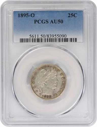 1895-O Barber Silver Quarter AU50 PCGS