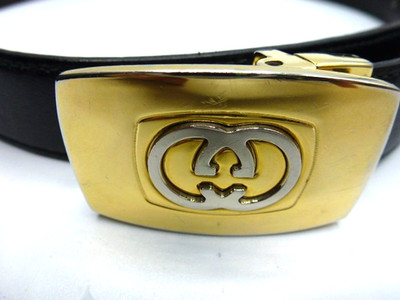 Vintage Gucci Super SKINNY 2-Tone Leather Belt 33. REVERSABLE.