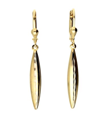 EDLE 585 Gold OHRHÄNGER, 585 Gelb,-Weißgold 14 Karat, 4,3 cm Lang inkl. Etui