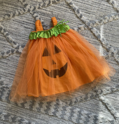 Mud Pie Orange Pumpkin Tulle Halloween Costume A-Line Dress 12M