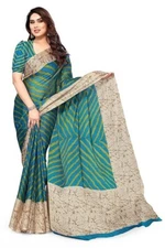 Indian Chiffon Saree With Unstitched Blouse Piece Party Wedding Wear For Women