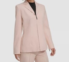 DKNY Women's Pink Notch-Collar Zip-Front Blazer Jacket Size 6