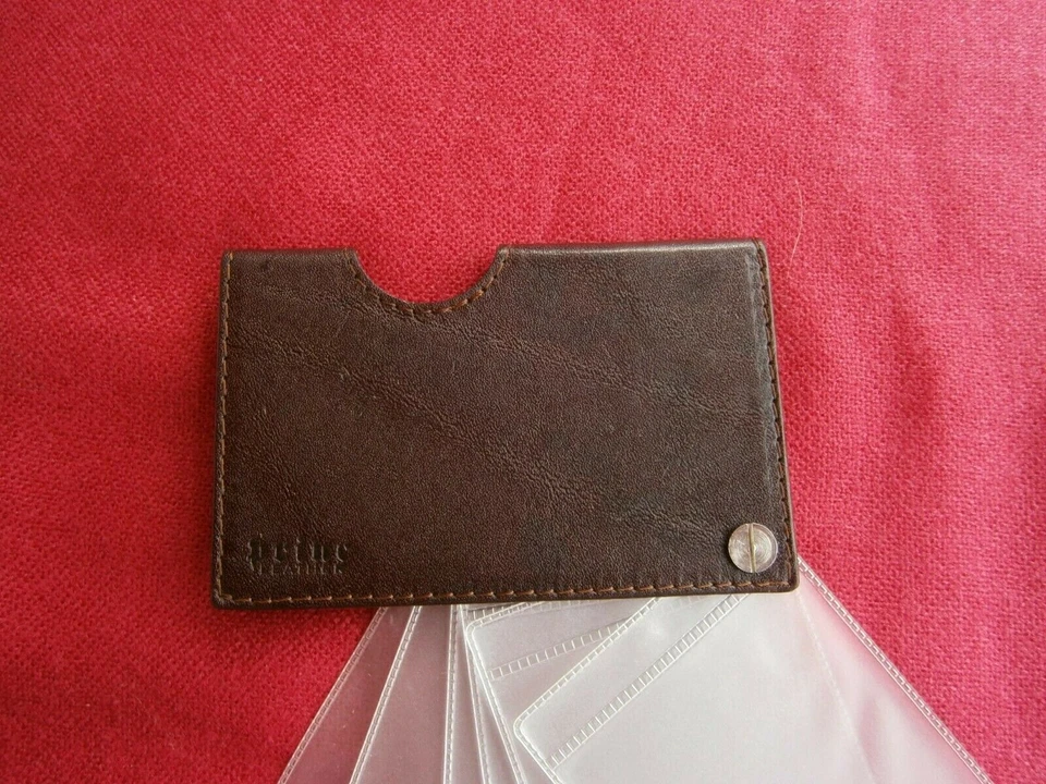 Vintage Leather Credit Cards Document Princ w/ Plastic Holders 6pc Kontinet - Image 3 of 4