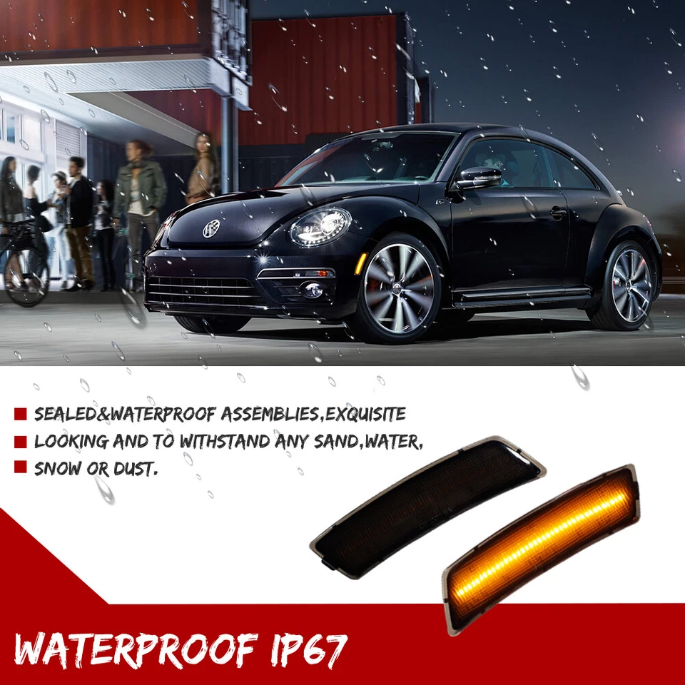 Luces LED de señalización laterales de parachoques delantero para Volkswagen Tiguan de 18 años, Beetle Foto 3 de 4