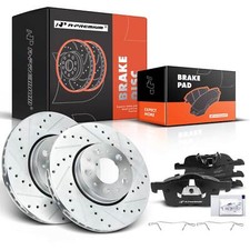 Front Drilled & Slotted Brake Rotors & Ceramic Pads for Volvo S60 S80 V70 XC70