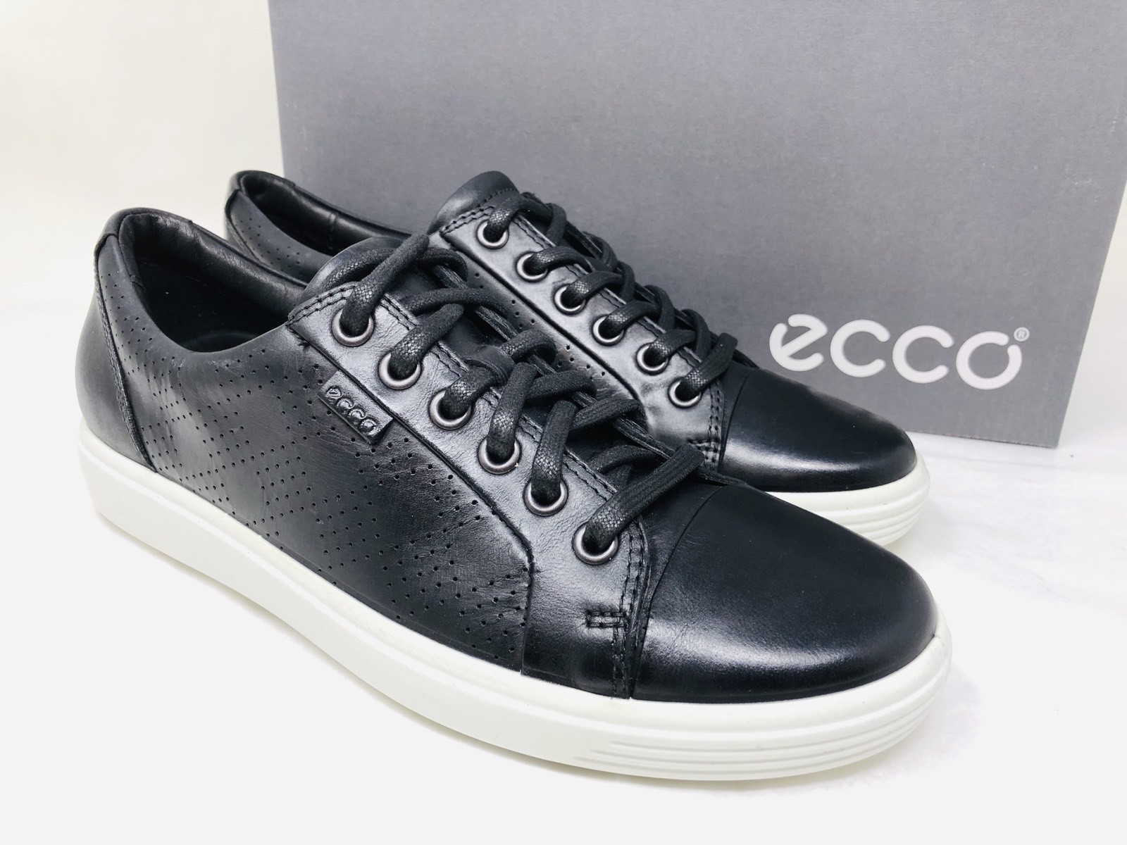 Ecco Women's Soft 7 Perforated Lace-Up Sneakers Size 39 Black Black Black Leather MSRP 125 81a2b6 Ecco Women's Soft 7 Perforated Lace-Up Sneakers Size 39 Black Black Black Leather MSRP 125 81a2b6