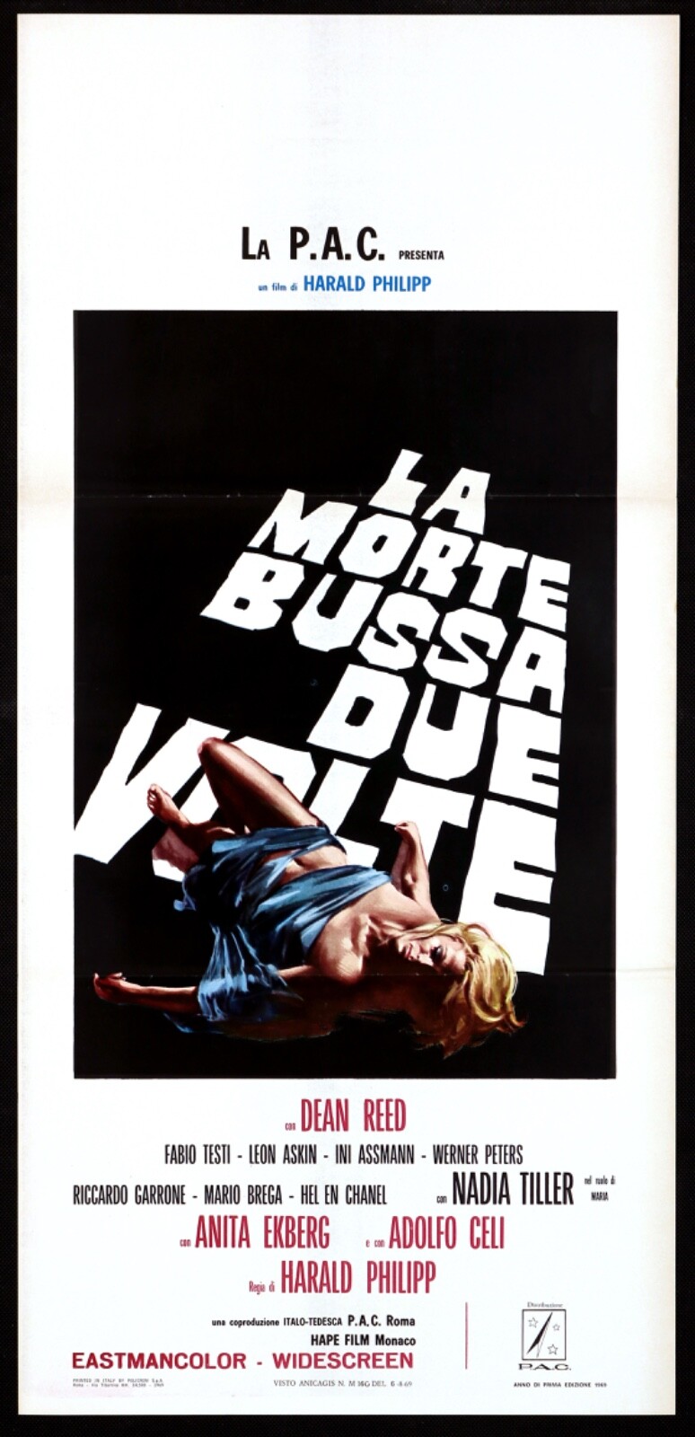 Locandina originale film La morte bussa due volte (2° tipo) (1969) - Regia di Harald Philipp