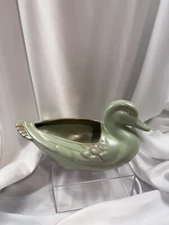 FRANKOMA POTTERY #208 Praire Green DUCK PLANTER Vintage