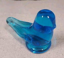 Vintage Blue Bird of Happiness Art Glass, 1995 Ron Ray  Leo Ward signed