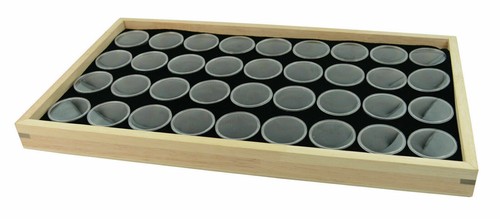 Jewellery Gem Storage Show Tray - Solid Wooden Display Tray + Gem Pot Insert - Picture 4 of 6