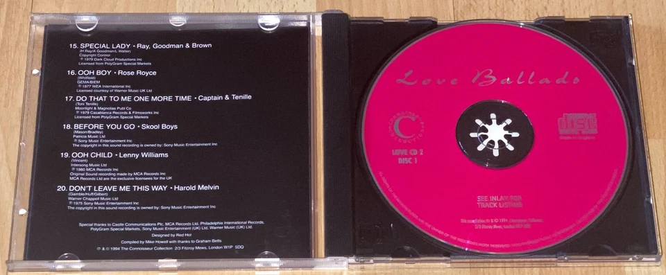 Love Ballads - Connoisseur Soul Collection 1 (1994) - Rare UK Import CD - Bild 3 von 3