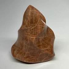 695g, 4.7"x3.8"x2.3", Natural Peach Moonstone Flame Gemstones Reiki Tool, B19580