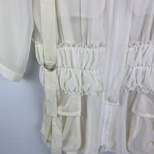 Byron Lars Beauty Mark Women’s 3/4 Sleeve Sheer Ruffled Corset Blouse Ivory Sz 2 - Picture 10 of 13