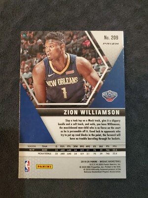 Zion Williamson 2019 Panini Mosaic Reactive Orange Prizm Rookie