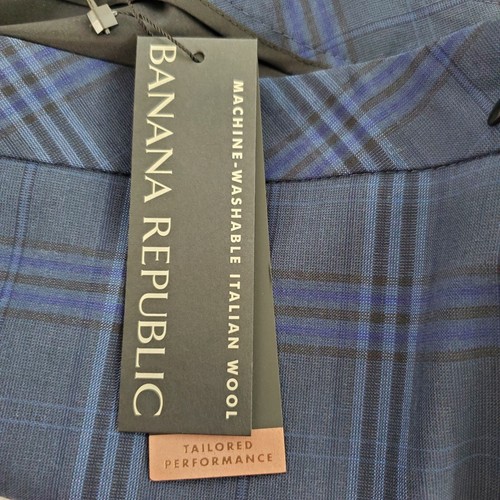 Banana Republic Womens Blue Windowpane Plaid Italian Wool Suit Skirt Size 4 NWT - Picture 7 of 10