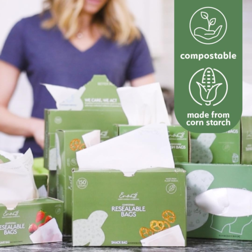 Compostable Food Storage Bags Quart 100 Pack Eco-Friendly Freezer Bag Resealable - Picture 4 of 12