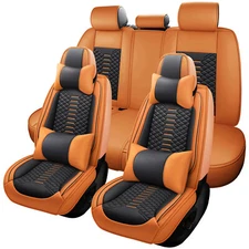 Luxury Nappa Leather Universal Car 5 Seat Covers Full Set Cushion Protector 