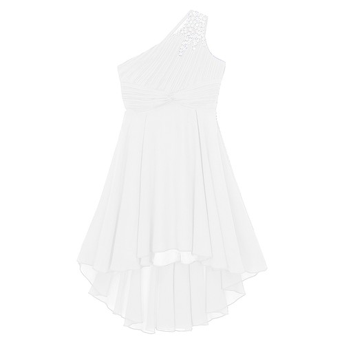 Kids Girls Ball Gown Chic Dress Party Evening Proms Bridesmaid One Shoulder - Picture 41 of 75