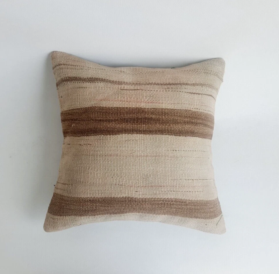 Funda de Almohada Kilim, 16x16 pulgadas, Cojín Decorativo para Sofá, Almohada Boho Hecha a Mano Foto 4 de 4