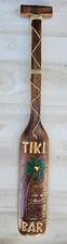 WOOD CARVED TIKI GOD TRIBAL PADDLE HAWAIIAN  DECOR TROPICAL POLYNESIAN OAR 39"