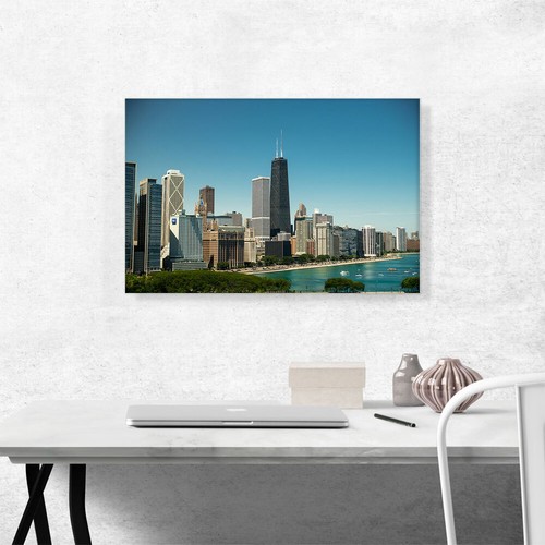 ARTCANVAS Chicago Lake Shore Skyline Leinwand Kunstdruck - Bild 3 von 15
