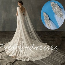 Ivory White Cape Bridal Wedding Shawl Cathedral Shoulder veils Tulle Long cloaks