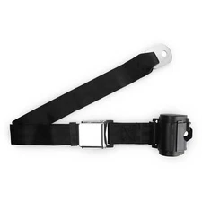 Black Aviation Retractable Lap Seat Belt With Hardware Seatbelt Safety RetroBelt