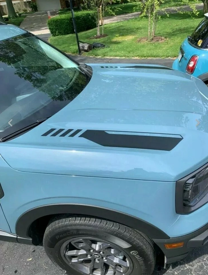 2021 22 23 2024 FORD BRONCO  SPORT Hood Vinyl Graphic MATTE BLACK SIDE PIECES  - Image 4 of 4